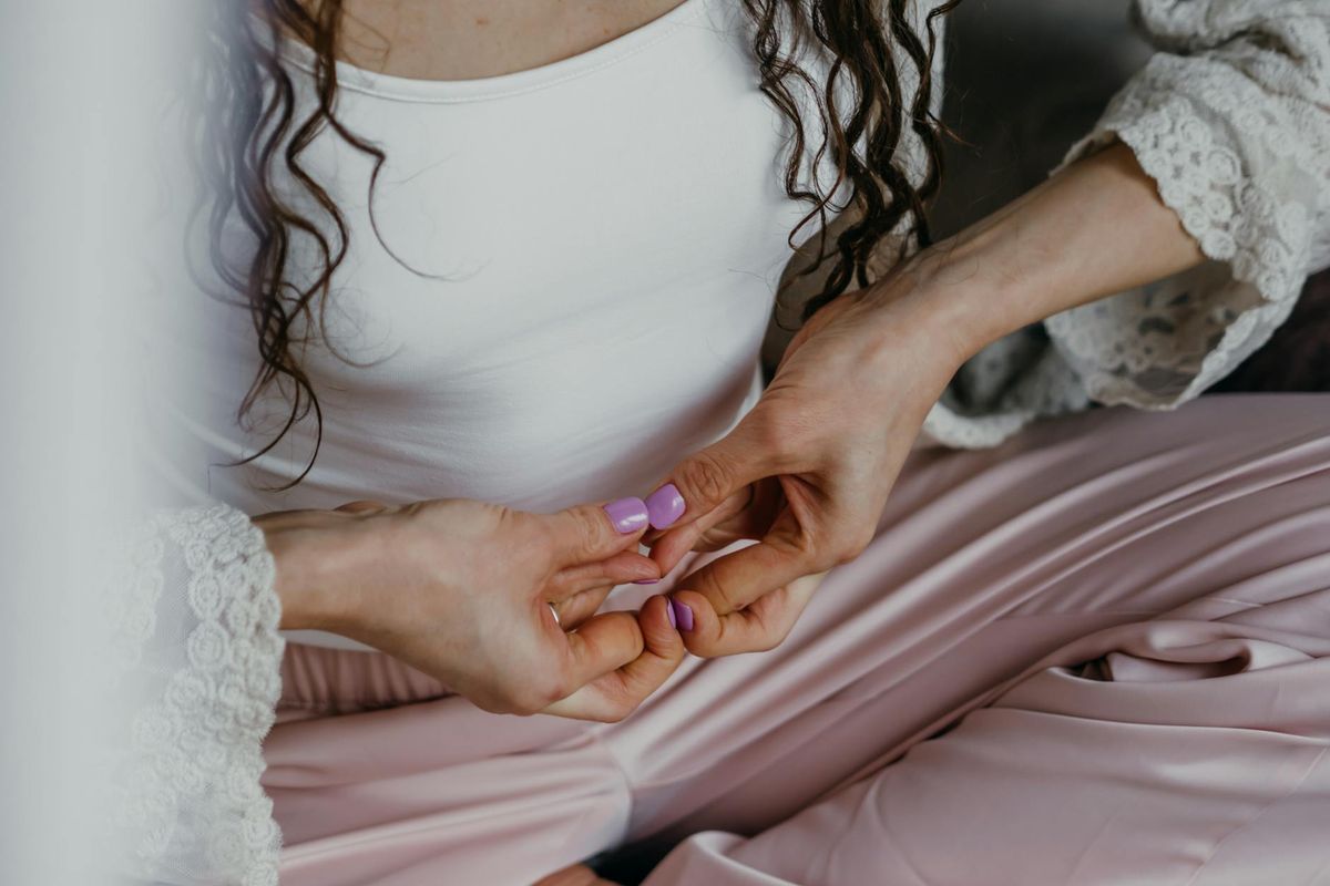 Close up of hands during a yoga flow
